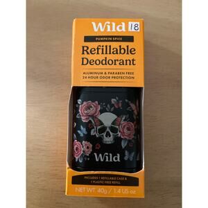 #18 New Wild Cosmetics Refillable Deodorant Skull Roses Pumpkin Spice Alum Free